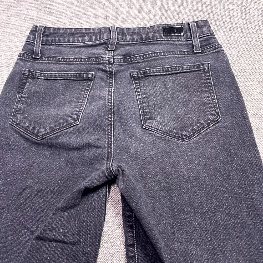 Paige Hoxton Straight Ankle Jeans Women 28 Black Denim Cotton Stretch Frayed Hem - Picture 11 of 12